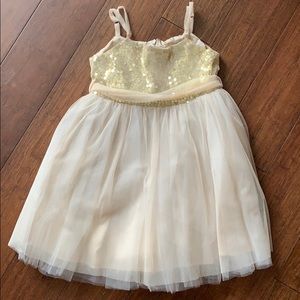 Girls dress with gold sequin top